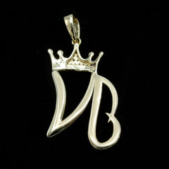 10k Yellow Gold Initial N Crown Pendant 0.20CT Pure Diamond 1.81g Alphabet Charm