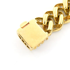13MM 10k Yellow Gold 11CTW Round/Baguette Diamond 48.1g 8.5Inch Cuban Bracelet