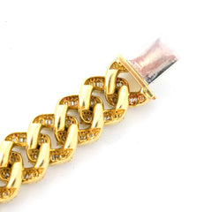 13MM 10k Yellow Gold 11CTW Round/Baguette Diamond 48.1g 8.5Inch Cuban Bracelet