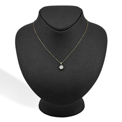 10k Yellow Gold 0.75CT Natural Diamond Flower Cluster Pendant Box Chain Set 2.4g