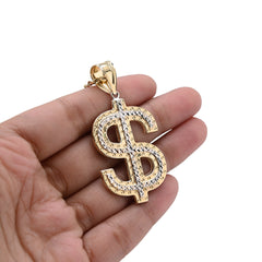 1/10th 10k Gold Bonded 925 Two Tone "$" Dollar Symbol Pendant 3.8g Charm For Men