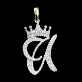 10k Yellow Gold Initial U Crown Pendant 0.19CT Pure Diamond 1.82g Alphabet Charm