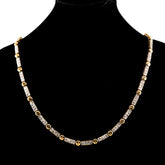 WOMEN'S VINTAGE TENNIS BAGUETTE DIAMOND NECKLACE - 10KT YELLOW GOLD & 4.98CTW