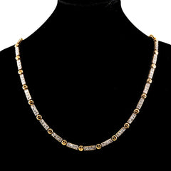 WOMEN'S VINTAGE TENNIS BAGUETTE DIAMOND NECKLACE - 10KT YELLOW GOLD & 4.98CTW