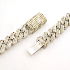 22In 13MM 10k White Gold 30CT Round/Baguette Diamond Cuban Necklace 143.5g Chain