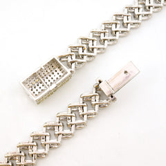 22In 13MM 10k White Gold 30CT Round/Baguette Diamond Cuban Necklace 143.5g Chain