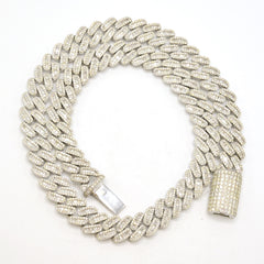 22In 13MM 10k White Gold 30CT Round/Baguette Diamond Cuban Necklace 143.5g Chain