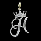 10k Yellow Gold Initial H Crown Pendant 0.18CT Pure Diamond 1.46g Alphabet Charm