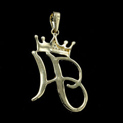 10k Yellow Gold Initial H Crown Pendant 0.18CT Pure Diamond 1.46g Alphabet Charm