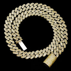 22In 13MM 10k White Gold 30CT Round/Baguette Diamond Cuban Necklace 143.5g Chain