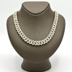 22In 13MM 10k White Gold 30CT Round/Baguette Diamond Cuban Necklace 143.5g Chain