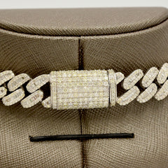 22In 13MM 10k White Gold 30CT Round/Baguette Diamond Cuban Necklace 143.5g Chain