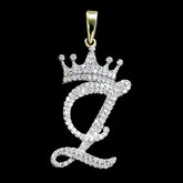10k Yellow Gold Initial Z Crown Pendant 0.14CT Pure Diamond 1.51g Alphabet Charm