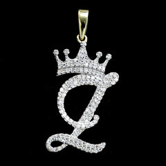 10k Yellow Gold Initial Z Crown Pendant 0.14CT Pure Diamond 1.51g Alphabet Charm