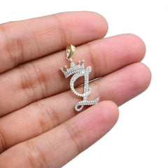 10k Yellow Gold Initial Z Crown Pendant 0.14CT Pure Diamond 1.51g Alphabet Charm