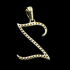 10k Yellow Gold Initial Z Pendant 0.15 CTW Natural Diamond 1.01g Alphabet Charm