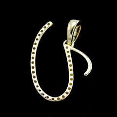 10k Yellow Gold Initial U Pendant 0.14 CTW Natural Diamond 0.91g Alphabet Charm