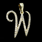 10k Yellow Gold Initial W Pendant 0.16 CTW Natural Diamond 1.5g Alphabet Charm