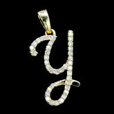10k Yellow Gold Initial Y Pendant 0.17 CTW Natural Diamond 0.93g Alphabet Charm