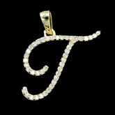 10k Yellow Gold Initial T Pendant 0.15 CTW Natural Diamond 1g Alphabet Charm