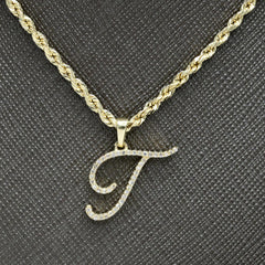 10k Yellow Gold Initial T Pendant 0.15 CTW Natural Diamond 1g Alphabet Charm