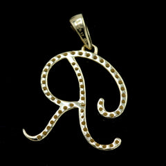 10k Yellow Gold Initial R Pendant 0.16 CTW Natural Diamond 0.86g Alphabet Charm