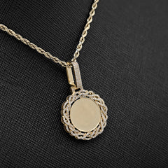 10k Yellow Gold 0.5CTW Natural Diamond Infinity Border Memory Pendant 4.3g Charm