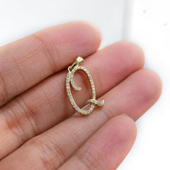 10k Yellow Gold Initial Q Pendant 0.16 CTW Natural Diamond 1.08g Alphabet Charm