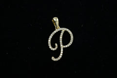 10k Yellow Gold Initial P Pendant 0.14 CTW Natural Diamond 1.11g Alphabet Charm