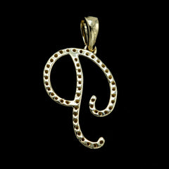 10k Yellow Gold Initial P Pendant 0.14 CTW Natural Diamond 1.11g Alphabet Charm
