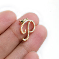 10k Yellow Gold Initial P Pendant 0.14 CTW Natural Diamond 1.11g Alphabet Charm