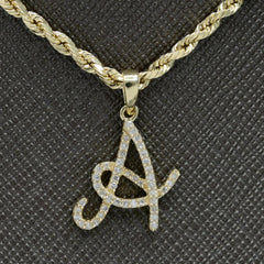 10K Yellow Gold Initial A Pendant 0.16 CTW Natural Diamond