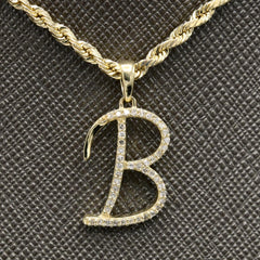10k Yellow Gold Initial B Pendant 0.18 CTW Natural Diamond 1.09g Alphabet Charm