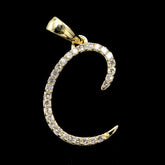 10k Yellow Gold Initial C Pendant 0.11 CTW Natural Diamond 0.7g Alphabet Charm