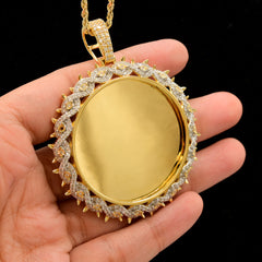 10k Yellow Gold 2.45CTW Natural Round Diamond Picture Memory Pendant 21.9g Charm