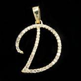 10k Yellow Gold Initial D Pendant 0.16 CTW Natural Diamond 0.97g Alphabet Charm