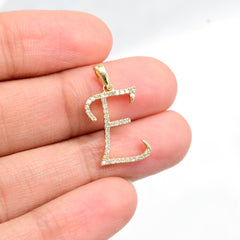 10k Yellow Gold Initial E Pendant 0.17 CTW Natural Diamond 0.93g Alphabet Charm