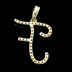 10k Yellow Gold Initial F Pendant 0.16 CTW Natural Diamond 0.96g Alphabet Charm