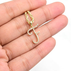 10k Yellow Gold Initial F Pendant 0.16 CTW Natural Diamond 0.96g Alphabet Charm