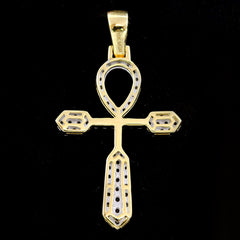 Religious 10k Yellow Gold 0.95 CTW Natural Diamond Cross Pendant 3.4g Mens Charm