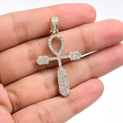 Religious 10k Yellow Gold 0.95 CTW Natural Diamond Cross Pendant 3.4g Mens Charm