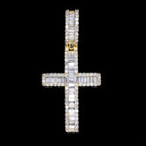 10k Yellow Gold 0.85 CTW Baguette/Round Diamond Cross Pendant 3.6g Mens Charm
