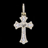 10k Yellow Gold 0.75CT Baguette/Round Diamond Cross Heart Pendant 3.4g Men Charm
