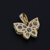 10k Yellow Gold 0.25CTW Round & Baguette Diamond Butterfly Pendant 1.9g Charm