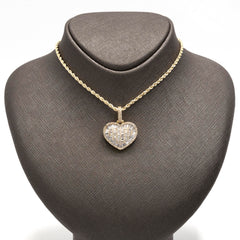 Womens 10k Yellow Gold Heart Pendant 1.55CT Natural Baguette Diamonds 4.9g Charm