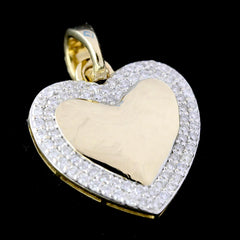 Womens 10k Yellow Gold Heart Pendant 0.45CTW Natural Diamonds 2.7g Classic Charm