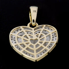 Womens 10k Yellow Gold Heart Pendant 0.45CTW Natural Diamonds 2.7g Classic Charm