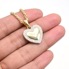 Womens 10k Yellow Gold Heart Pendant 0.45CTW Natural Diamonds 2.7g Classic Charm