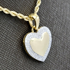 Womens 10k Yellow Gold Heart Pendant 0.45CTW Natural Diamonds 2.7g Classic Charm