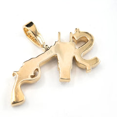 ICED 10k Yellow Gold 1.3CTW Natural Diamond $, Plug & Gun Pendant Mens 10g Charm